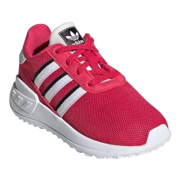 adidas Unisex-Child La Trainer Lite Sneaker in red/back - Picture 1 of 14